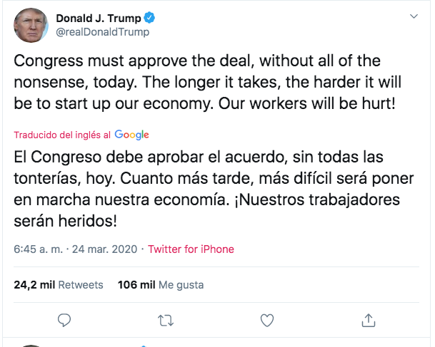 Donald Trump se debate entre proteger economía o salud