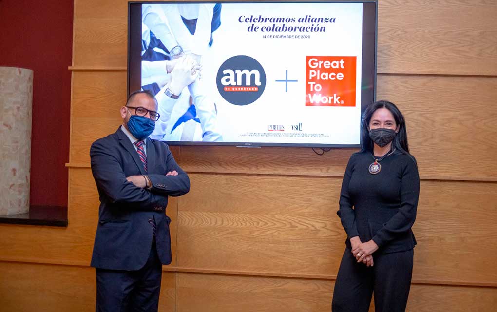 Alma Rosa García Puig, CEO en México (izq.) y Miguel Ángel Flores, director editorial del AM de Querétaro