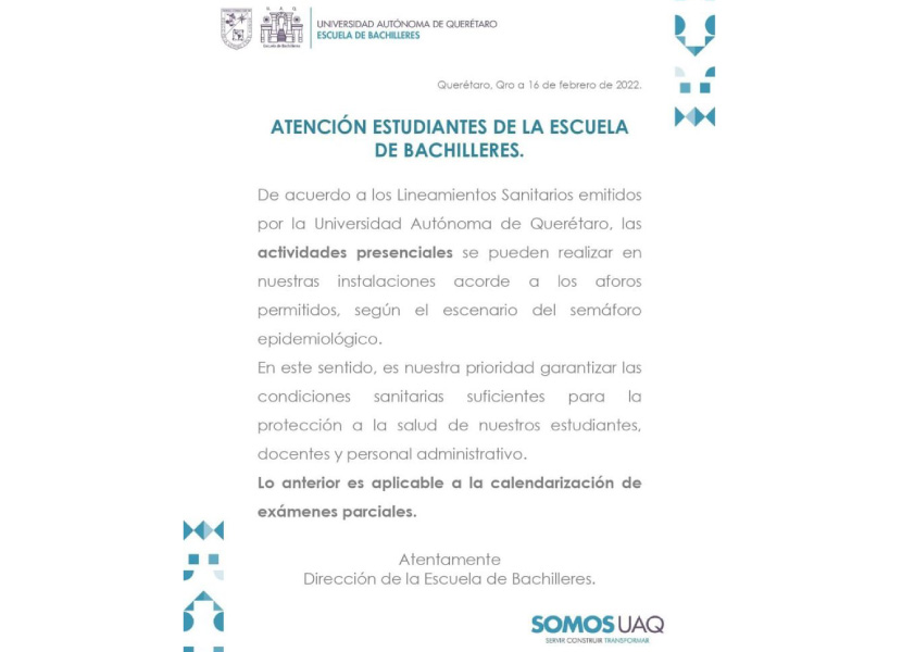 Comunicado de la UAQ