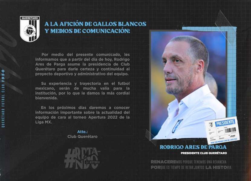 Ares de Parga regresa a Club Querétaro