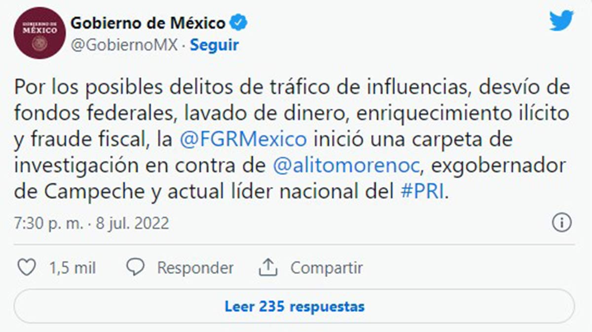 Investigan a Alejandro 'Alito' Moreno por tráfico de influencias y lavado de dinero