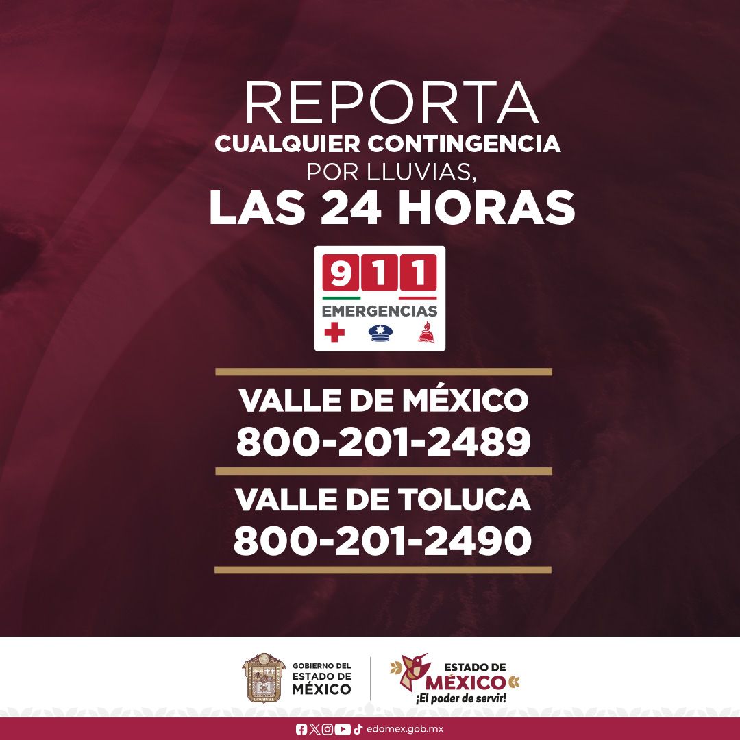 La CAEM recuerda a la ciudadanía que para reportar cualquier emergencia relacionada al suministro de agua, encharcamientos o inundaciones.