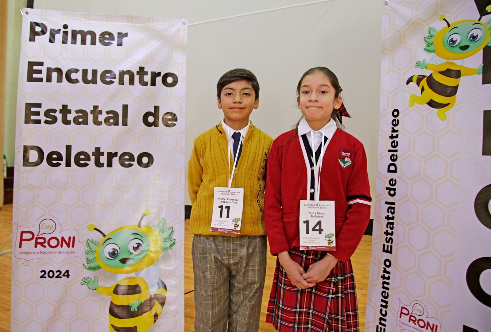 Sofía Pérez Bañuelos y Neymar Emmanuel Legorreta Díaz representarán al Estado de México en el Primer Encuentro Nacional de Deletreo PRONI 2024.