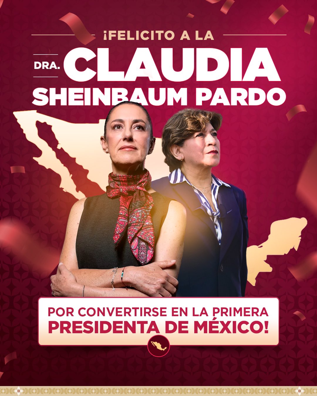 A través de su cuenta de X, la gobernadora mexiquense destacó que la Cuarta Transformación continúa y en las manos de una gran mujer.