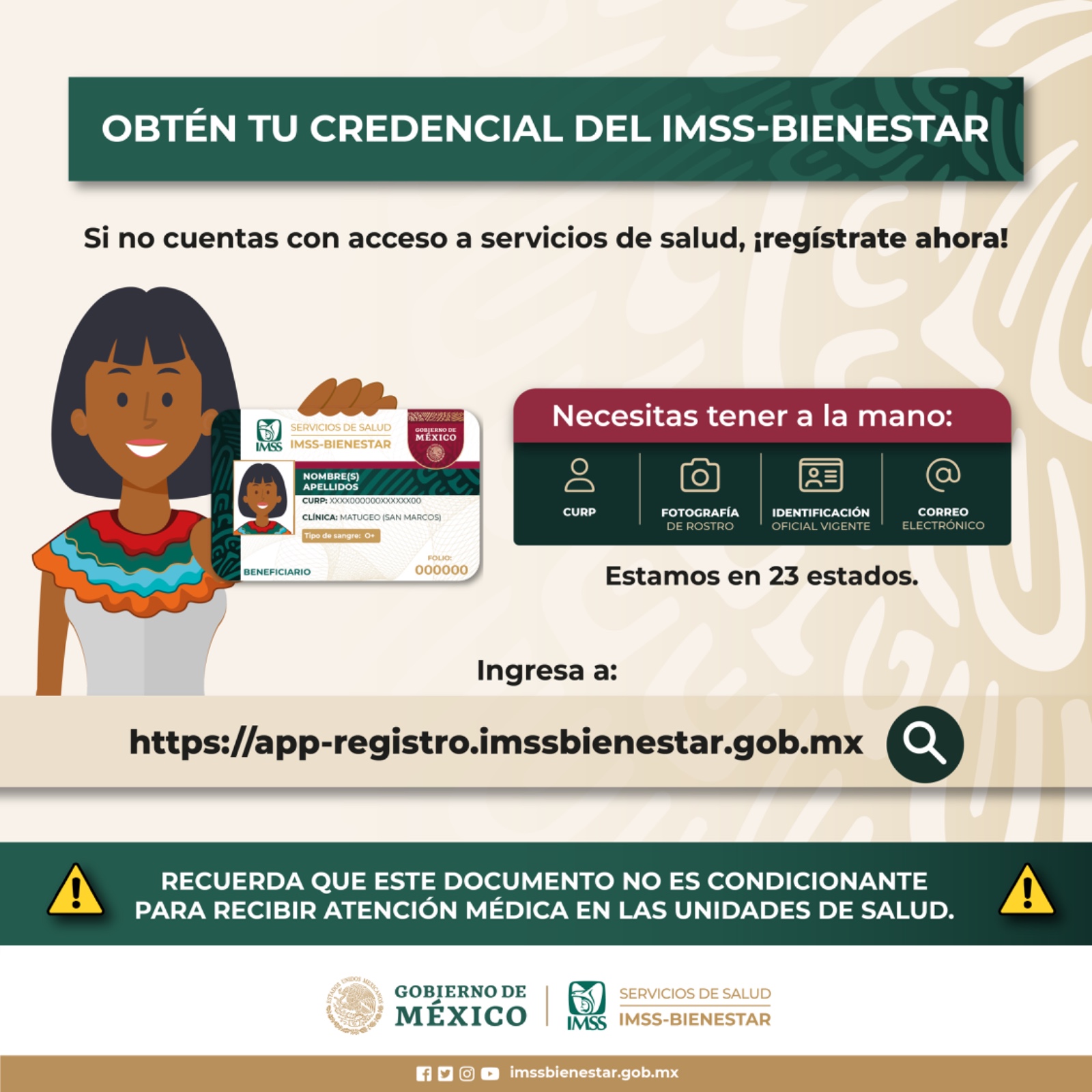 Antes de iniciar el proceso, la o el interesado deberá verificar no estar afiliado a otro servicio de seguridad social.