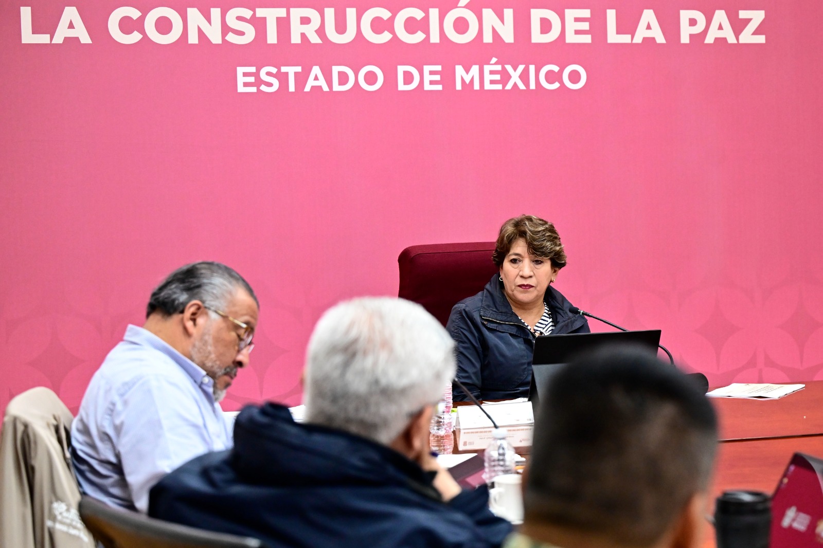 Gobernadora Delfina Gómez durante la Mesa de Coordinación para la Construcción de la Paz.