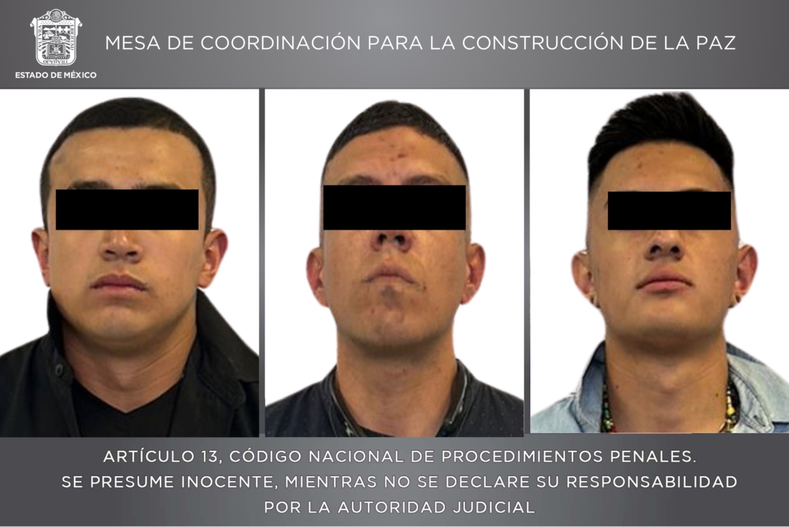 Elementos de la Guardia Nacional detuvieron en flagrancia a José Alejandro “N”, Aldo Ismael “N” y Cristian Isaí “N”.