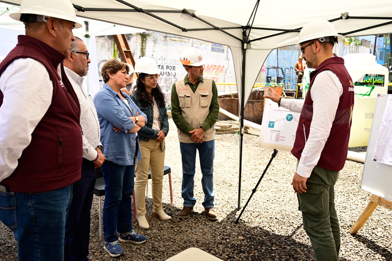 La Gobernadora Delfina Gómez Álvarez supervisa el avance en la construcción del Colector Solidaridad en Chalco.