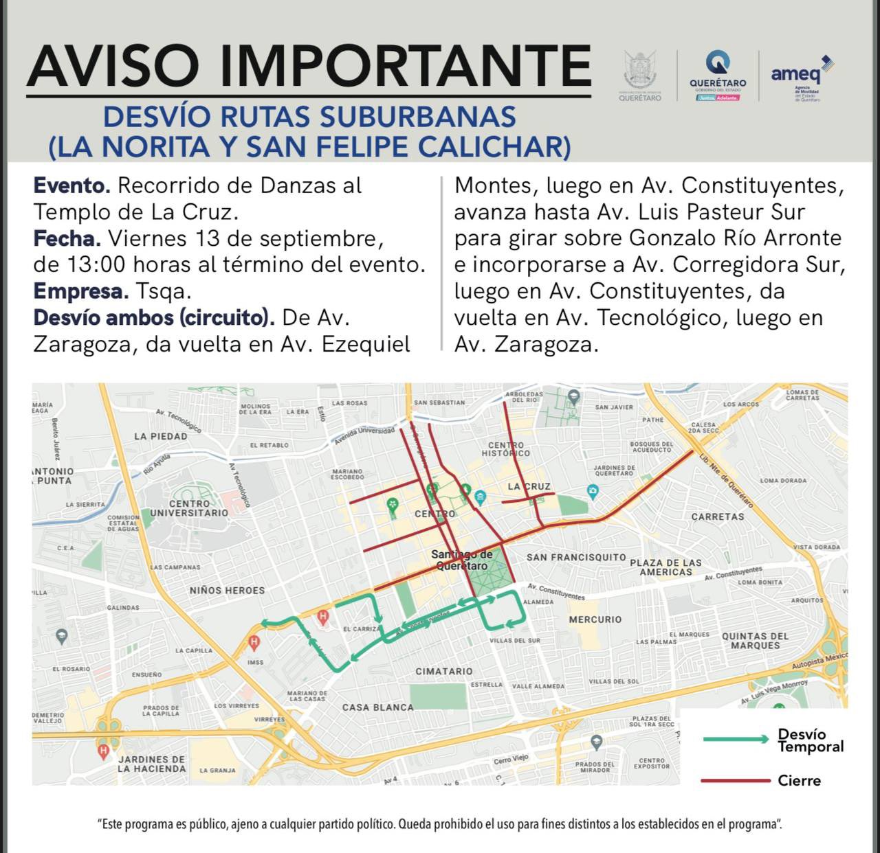 Desvío de rutas suburbanas (La Norita y San Felipe Calichar)