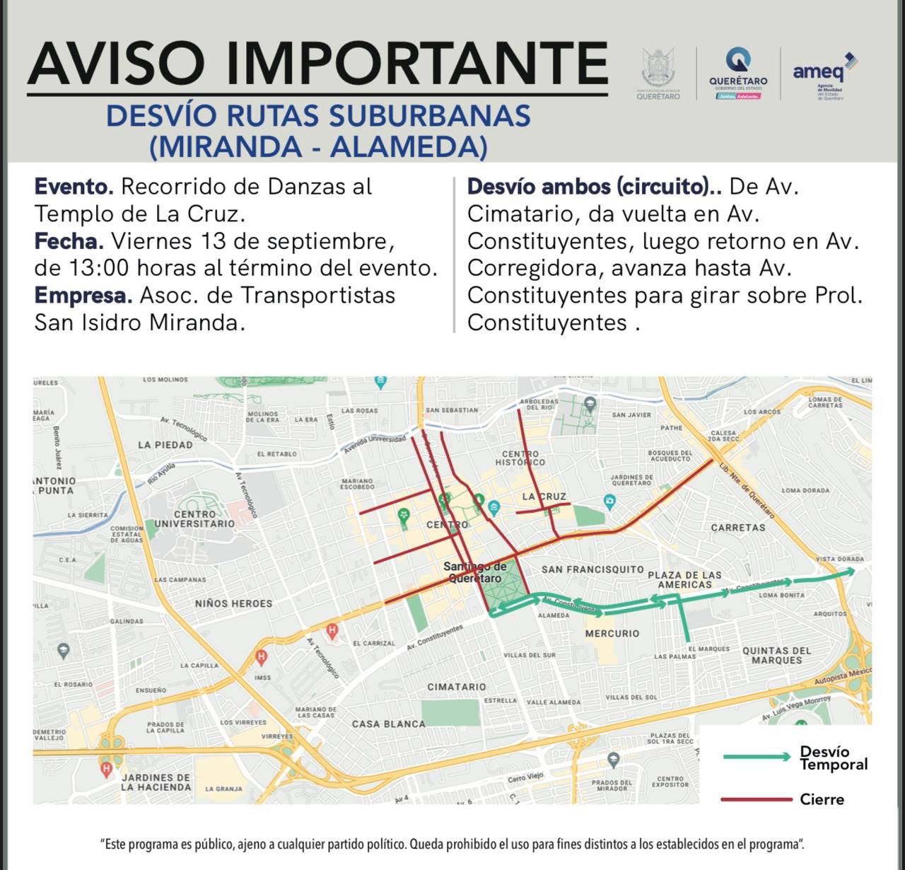 Desvío de rutas suburbanas (Miranda – Alameda)