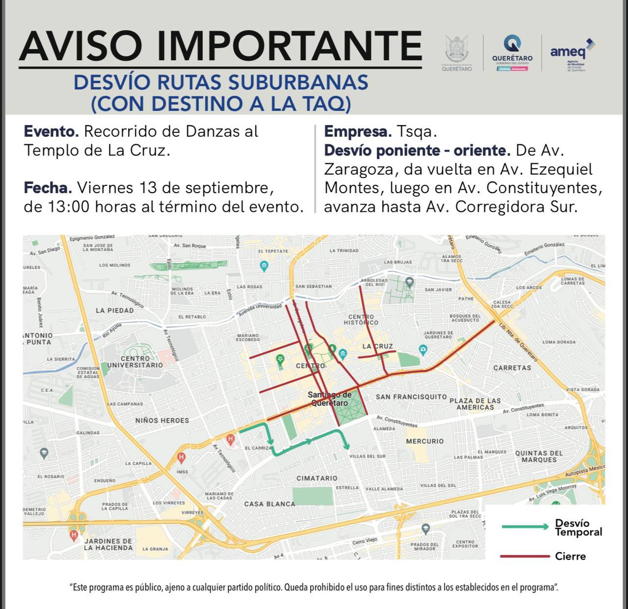Desvío de rutas suburbanas (con destino  la TAQ