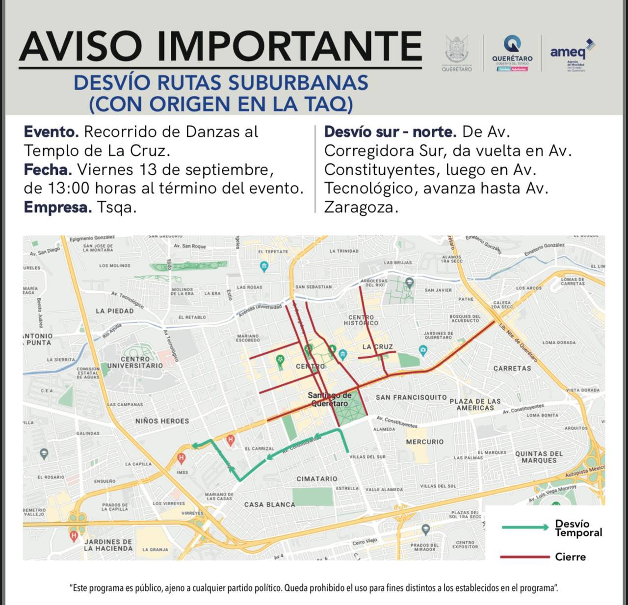 Desvío de rutas suburbanas (con origen en la TAQ)