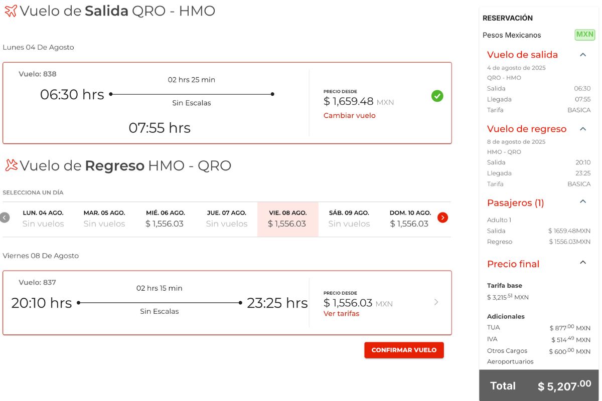 ¿A dónde puedo volar desde Querétaro por menos de 6 mil pesos?