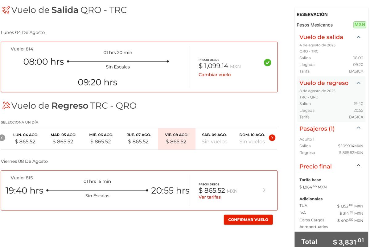 ¿A dónde puedo volar desde Querétaro por menos de 6 mil pesos?