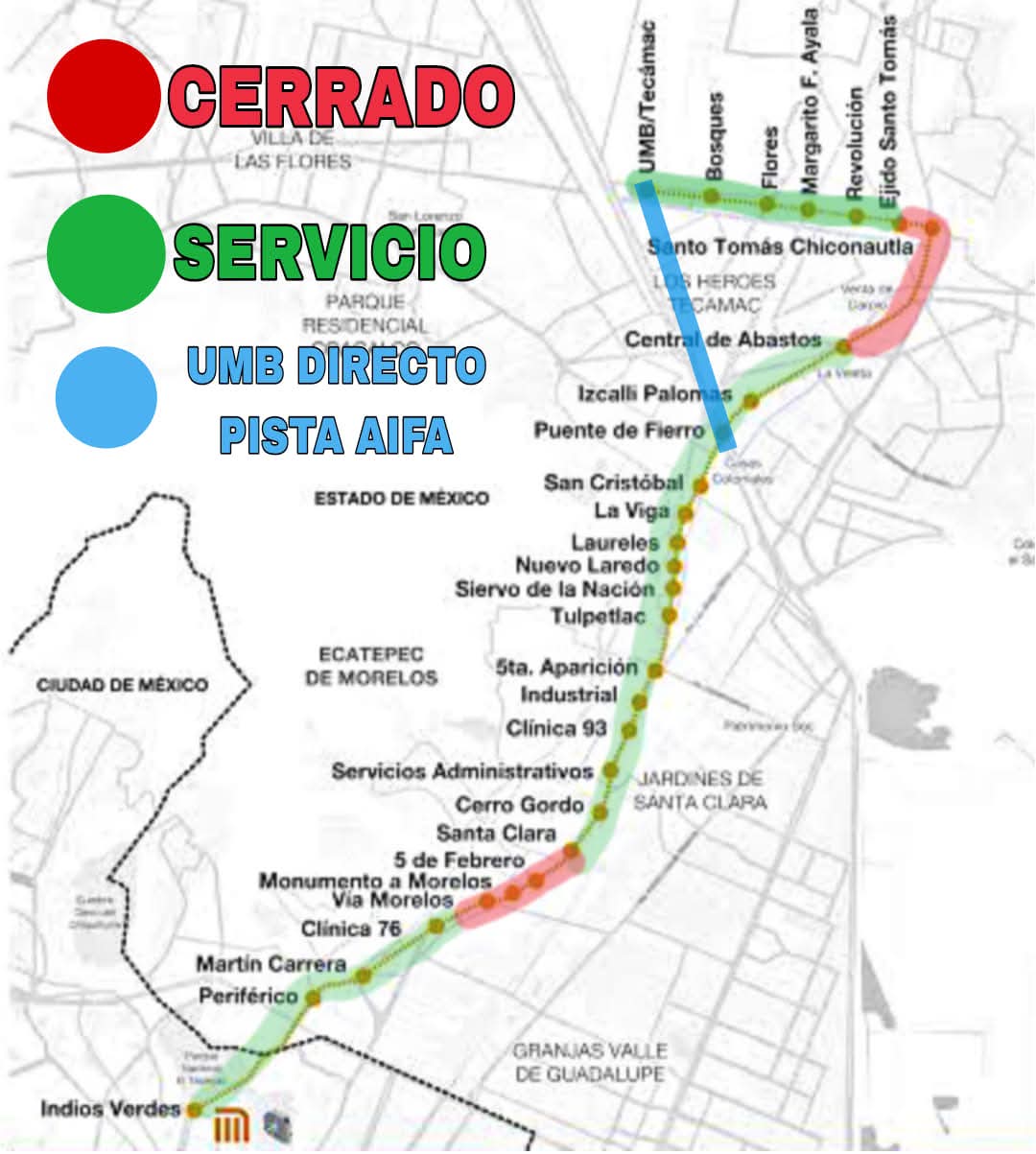 El servicio de Mexibús en las Líneas 1, 2 y 3 también se encuentra suspendido debido a los bloqueos.