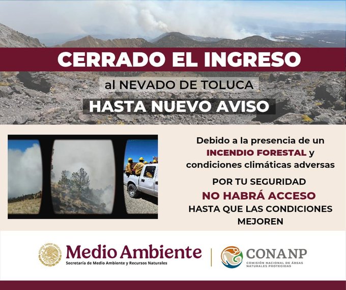 Autoridades mantienen cerrados todos los accesos turísticos al Nevado por seguridad.