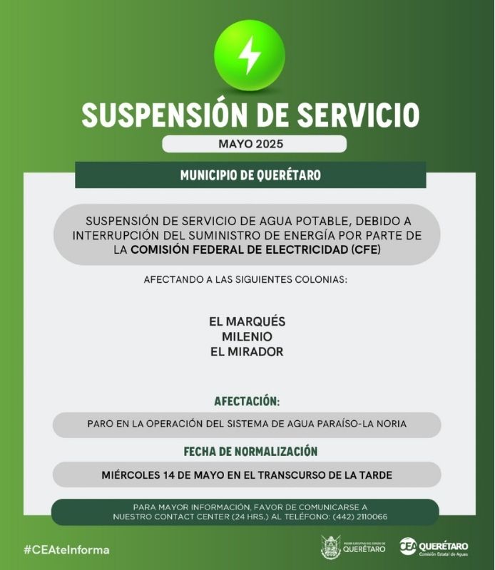Hay corte de agua y luz en estas colonias de Querétaro 1
