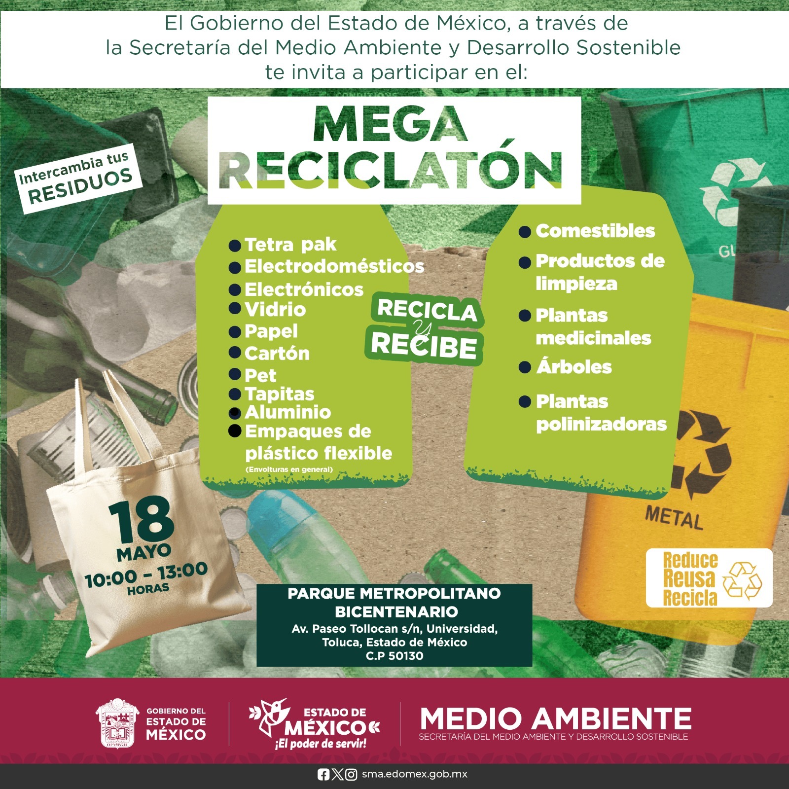 Conoce los detalles del Mega Reciclatón Edomex. Foto:  Especial