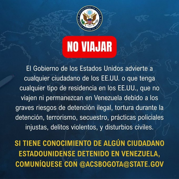 La alerta incluye medidas preventivas para quienes aún se encuentren en territorio venezolano. Foto: Especial