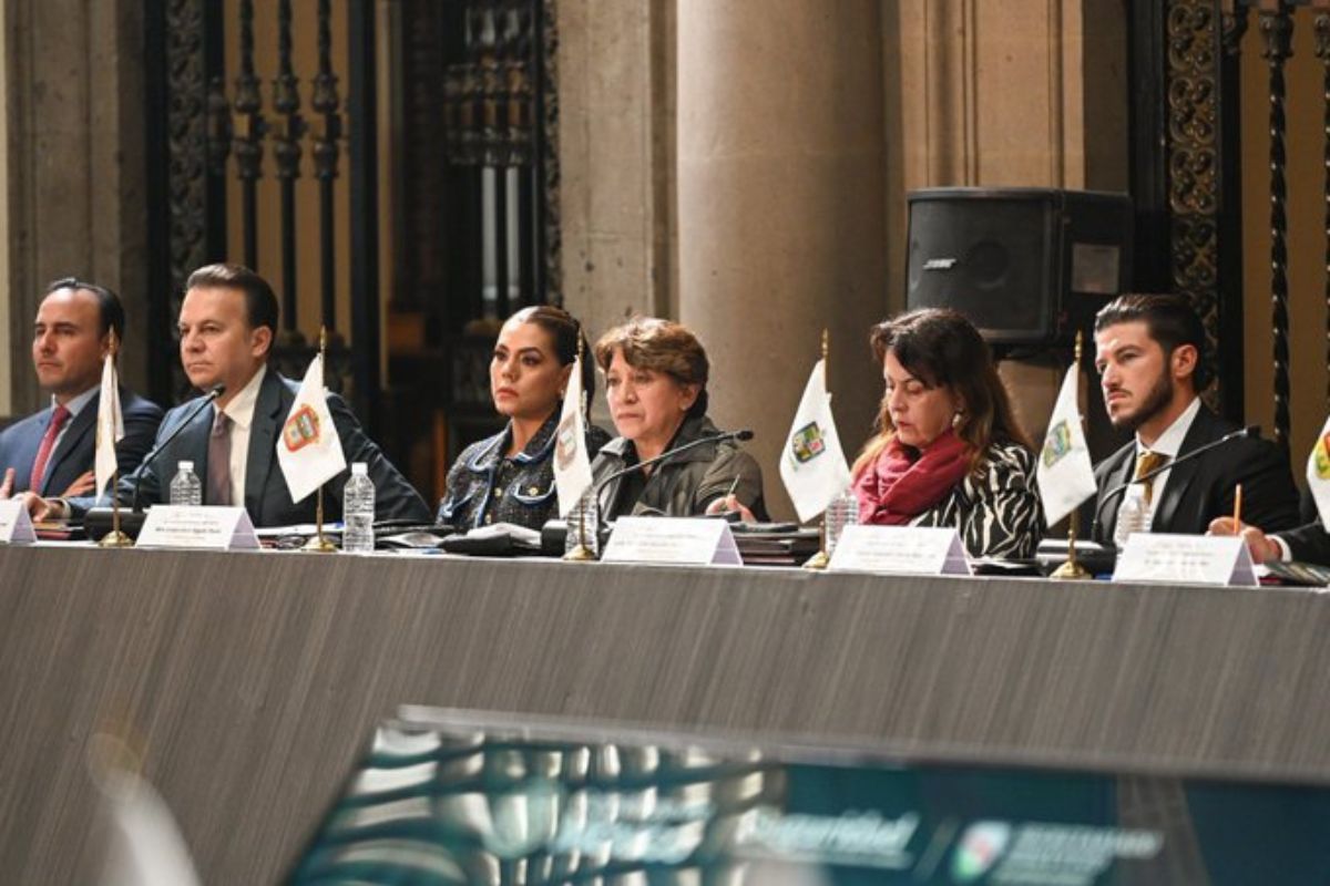 La gobernadora Delfina Gómez durante la 51ª Sesión del Consejo Nacional de Seguridad Pública. Foto: Especial