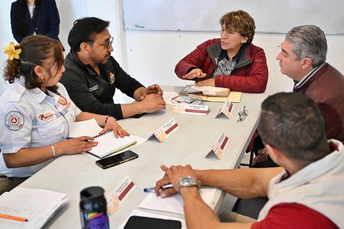 Delfina Gómez supervisa acciones de apoyo tras lluvias en Nezahualcóyotl. Foto: Especial