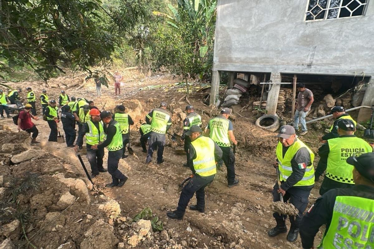 Voluntarios y servidores públicos en labores de rehabilitación comunitaria. Foto: Especial