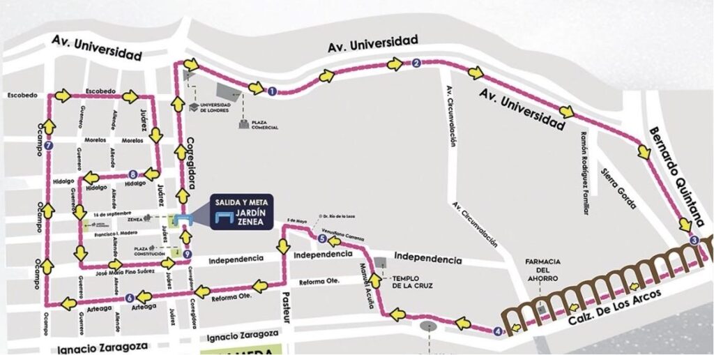 Estas son las rutas de la Carrera Nocturna en Querétaro para este 8 de noviembre 9K