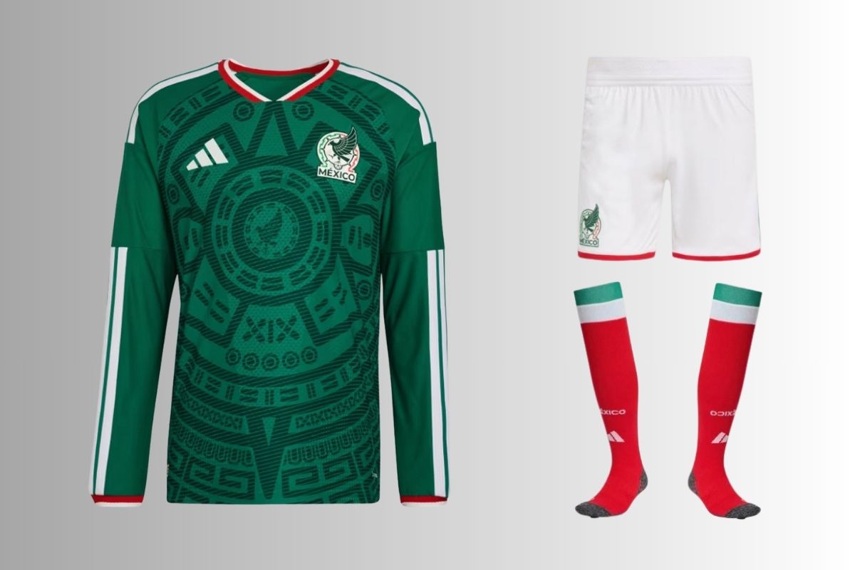 El short blanco y las calcetas rojas completan el conjunto tricolor rumbo a 2026. Foto: Especial