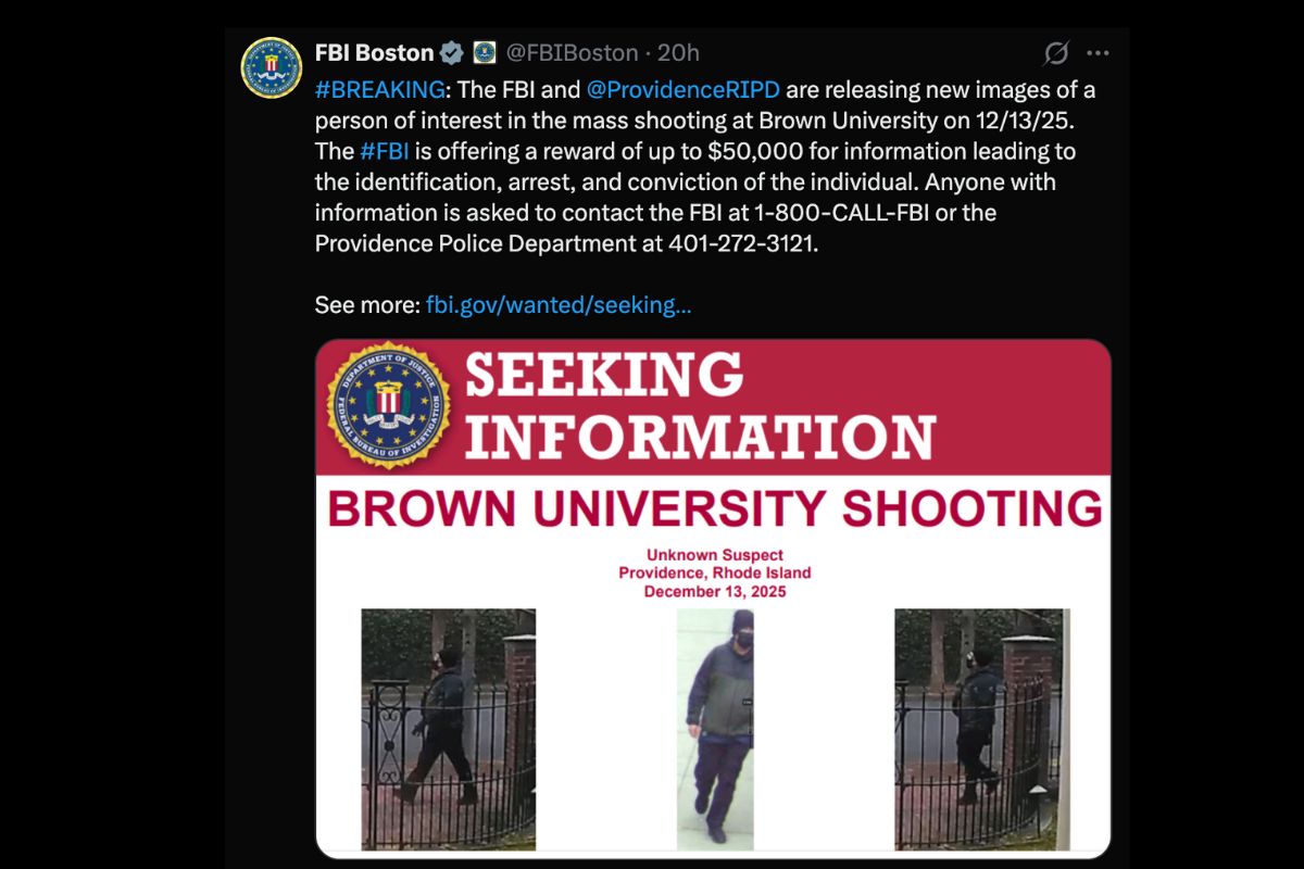 FBI ofrece recompensa por información del tiroteo en la Universidad Brown. Foto: Especial