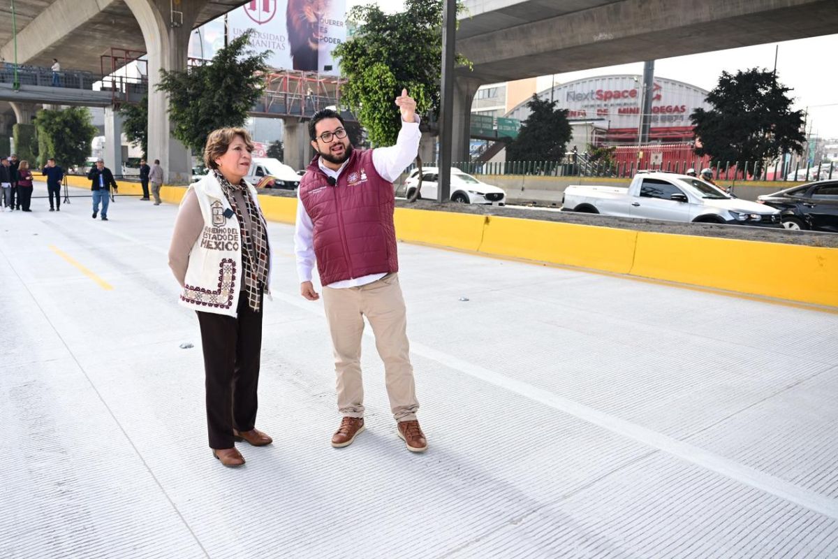Delfina Gómez anunció la rehabilitación integral del Periférico Norte. Foto: Especial