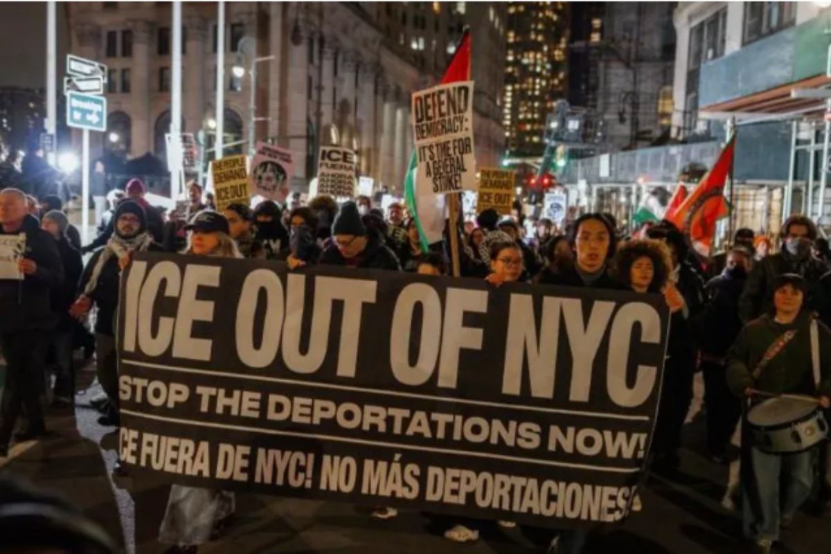 Protestas contra operativos migratorios en calles de la ciudad. Foto. Especial