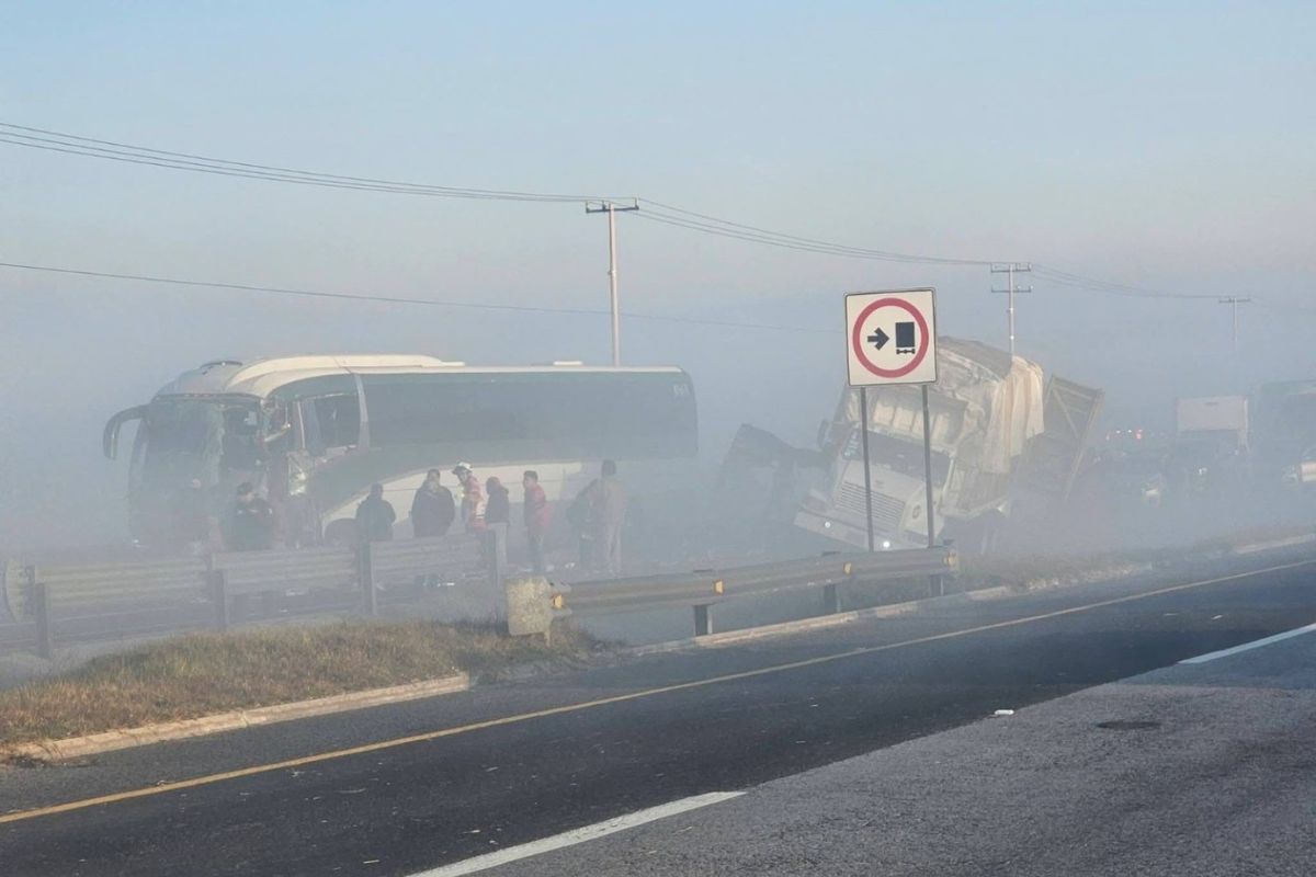 Autobuses de pasajeros y camiones de carga resultaron severamente dañados. Foto: Especial