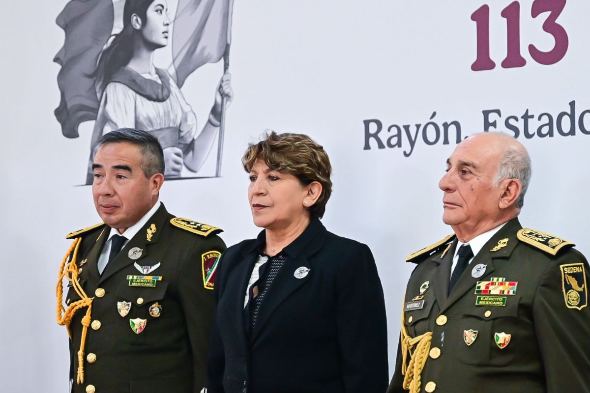 Delfina Gómez encabezó la ceremonia en la 22/a Zona Militar en Rayón. Foto: Especial