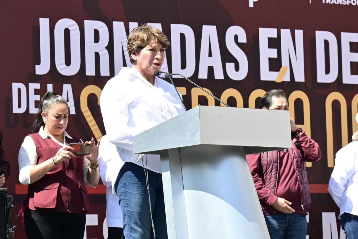 Delfina Gómez encabezó las Jornadas en Defensa de la Soberanía Nacional en Toluca. Foto: Especial