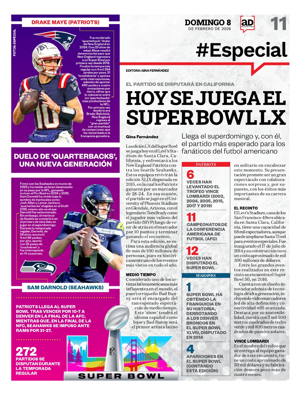 Hoy se juega el Super Bowl LX
