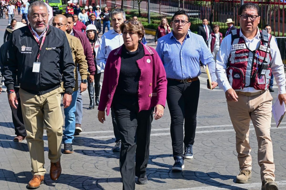 Delfina Gómez encabezó el ejercicio preventivo en Toluca. Foto: Especial