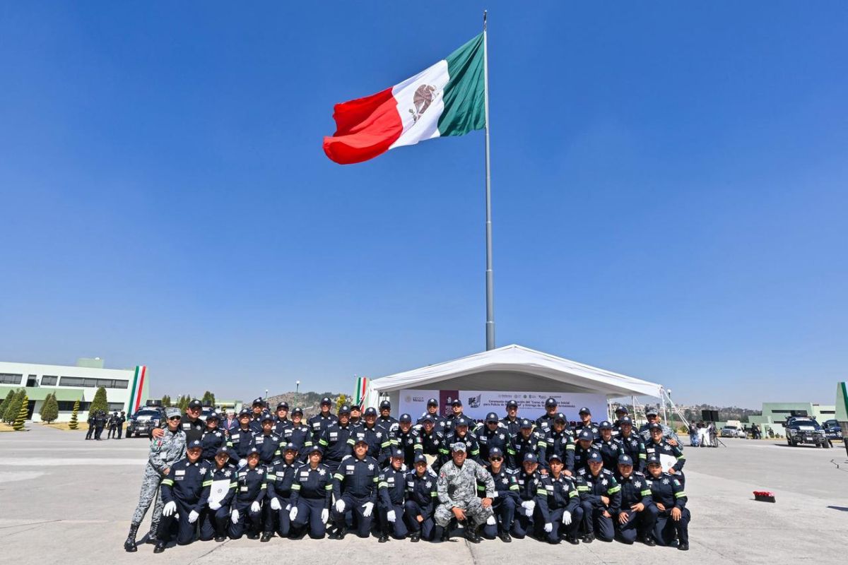 143 nuevos policías se integran al estado de fuerza en Huehuetoca. Foto: Especial