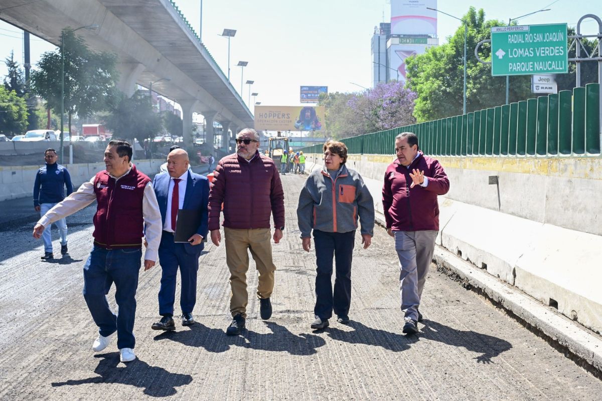 Delfina Gómez supervisó el Tramo 1 del Periférico Norte. Foto: Especial