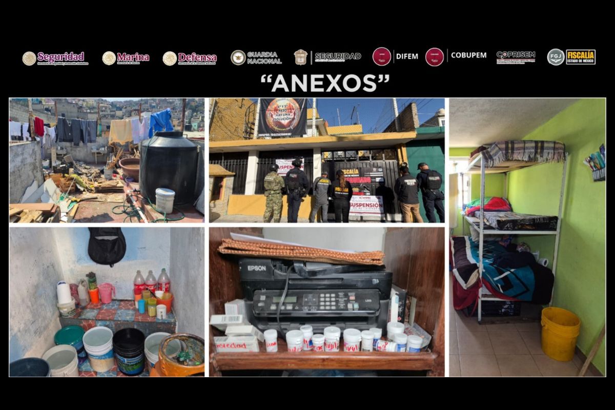 Elementos de seguridad resguardaron inmuebles asegurados por probable comisión de delitos. Foto: Fiscalía Edomex