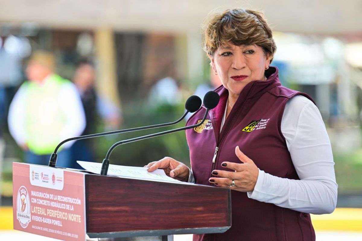 Delfina Gómez Álvarez inauguró un nuevo tramo rehabilitado del Periférico Norte. Foto: Especial