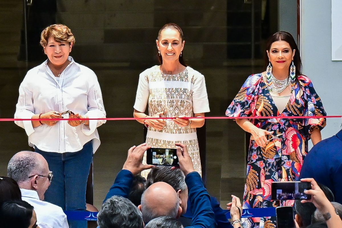Delfina Gómez encabezó la inauguración del Tren Suburbano al AIFA, junto Claudia Sheinbaum y Clara Brugada. Foto: Especial