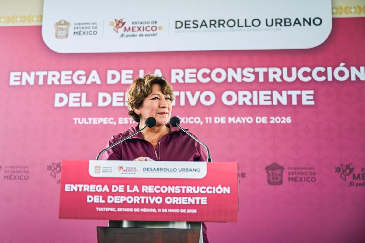 Delfina Gómez entregó la reconstrucción del Deportivo Oriente en Tultepec. Foto: Especial