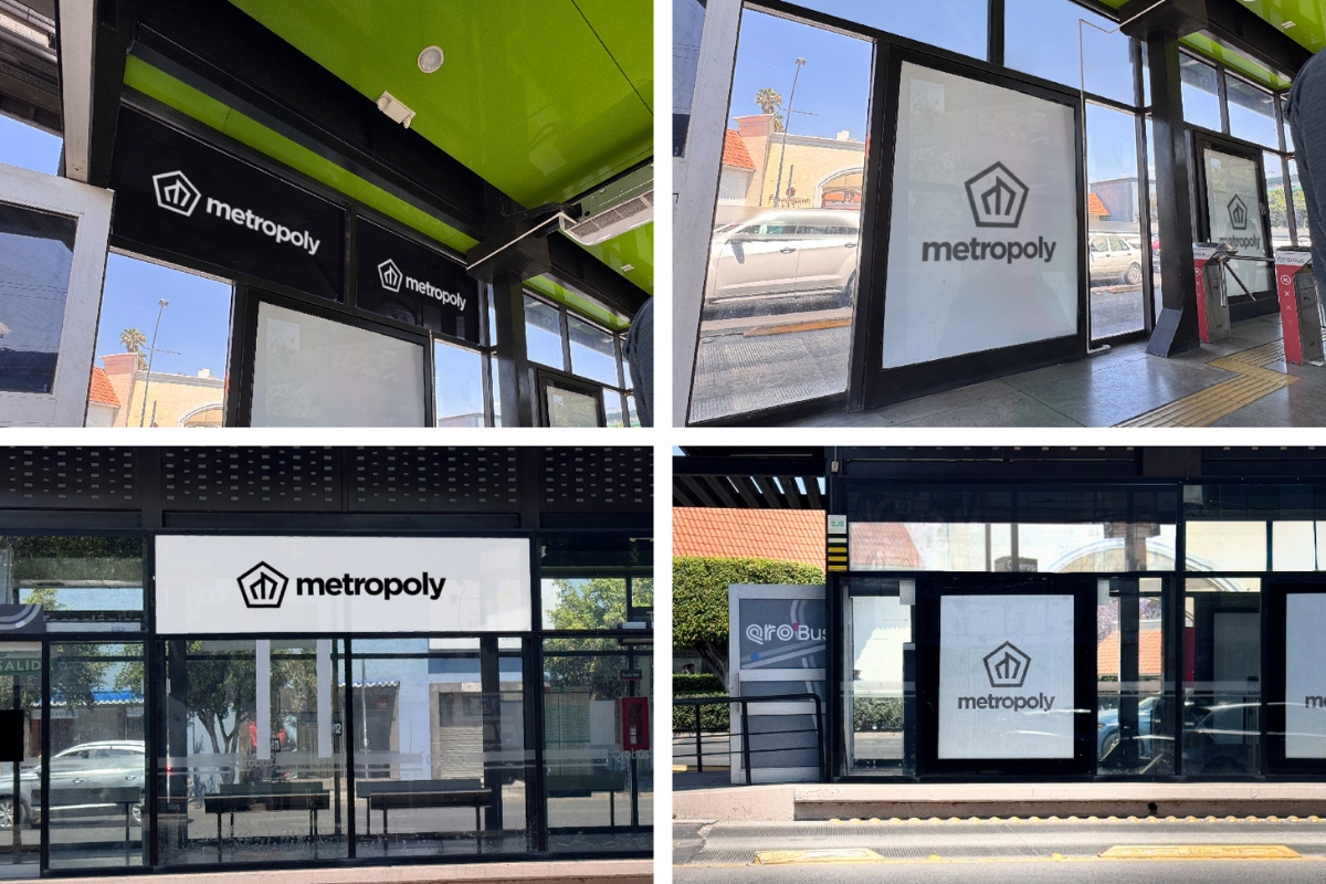 Cristales y Mupis. Opciones publicitarias disponibles en las estaciones en Av. 5 de Febrero y Paseo Constituyentes