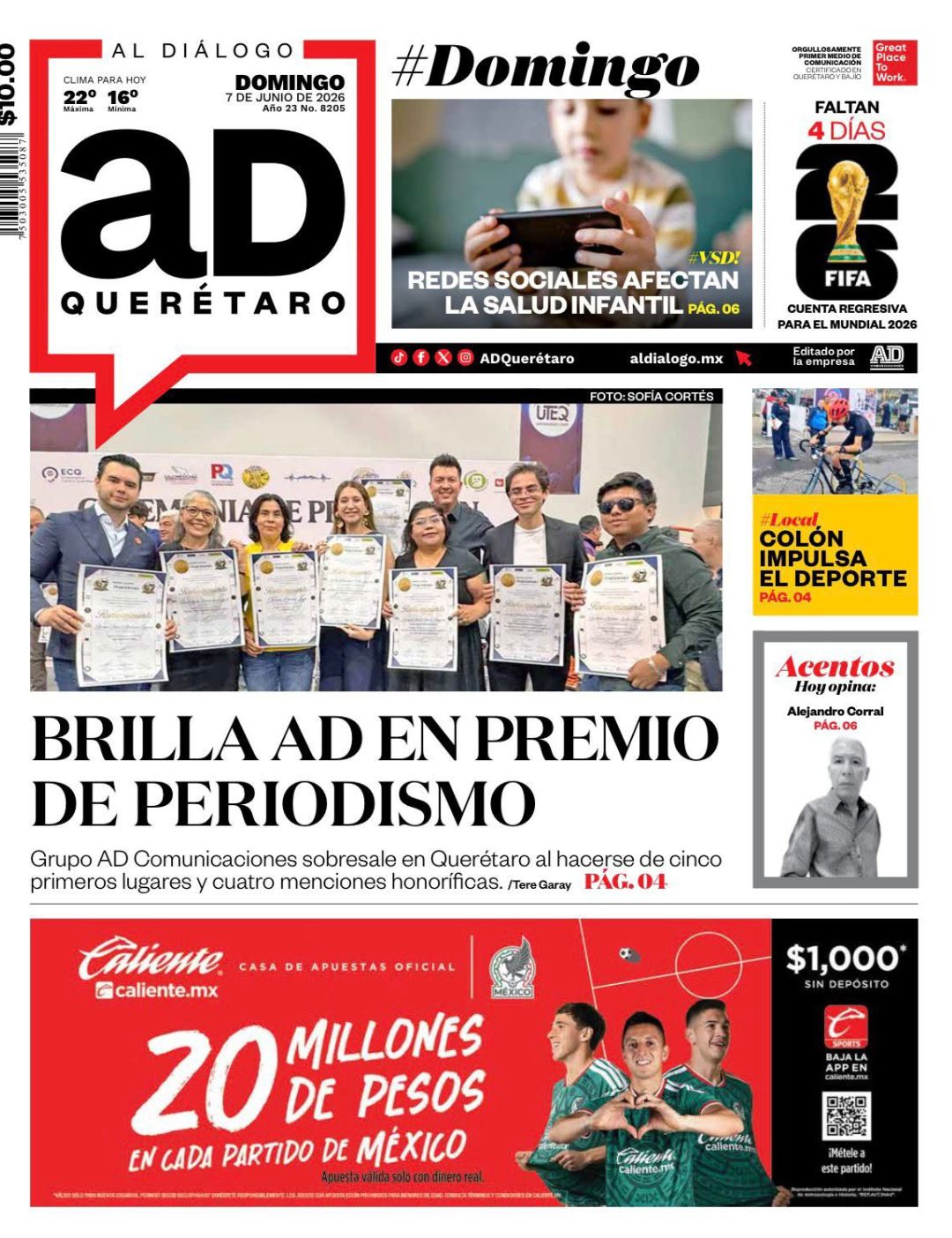 Brilla AD en premio de Periodismo