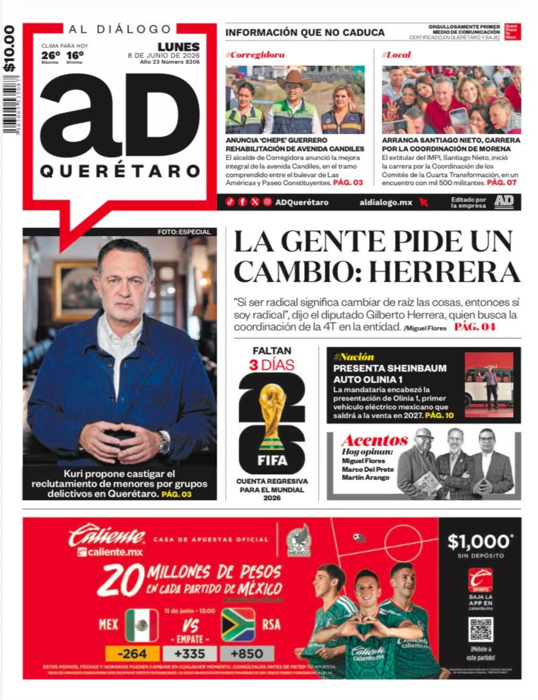 La gente pide un cambio: Gilberto Herrera