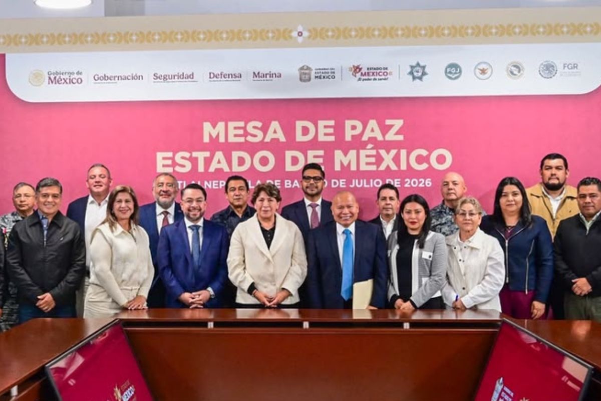 Delfina Gómez encabezó la Mesa de Coordinación para la Construcción de la Paz en Tlalnepantla. Foto: GEM