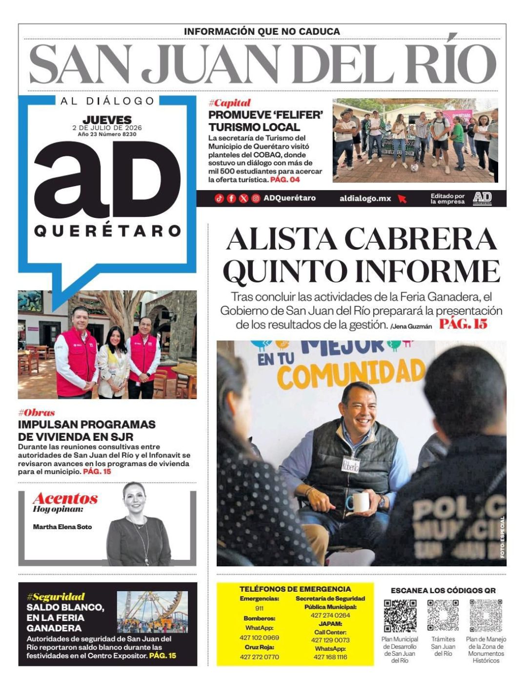 Alista Cabrera quinto informe