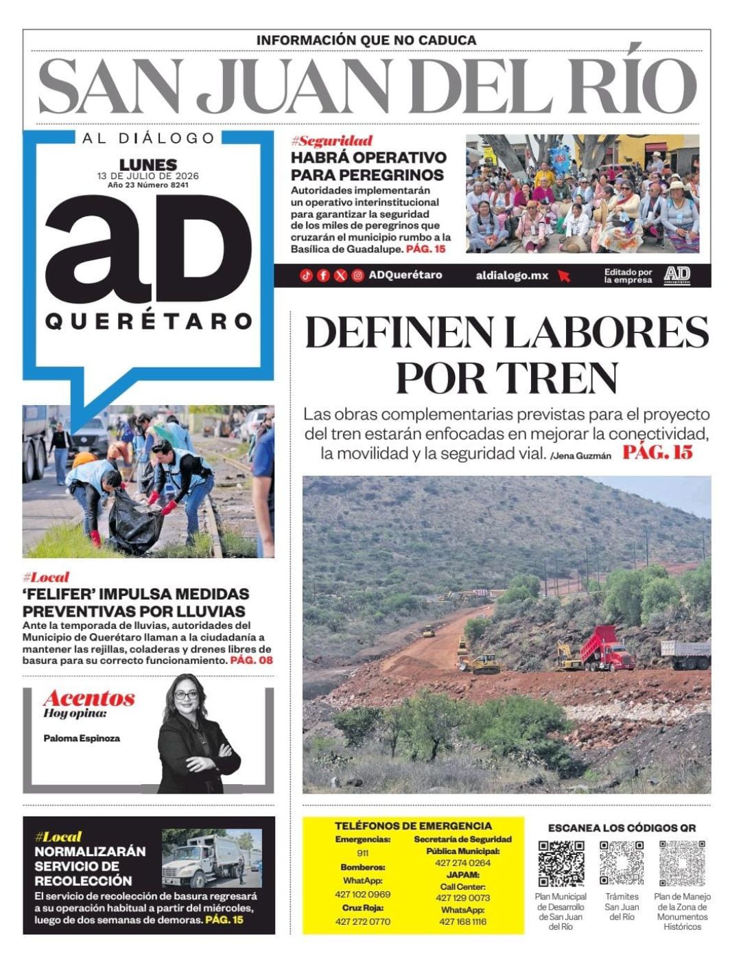 Definen labores por tren