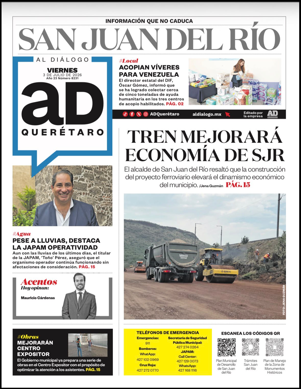 Tren mejorará economía de SJR