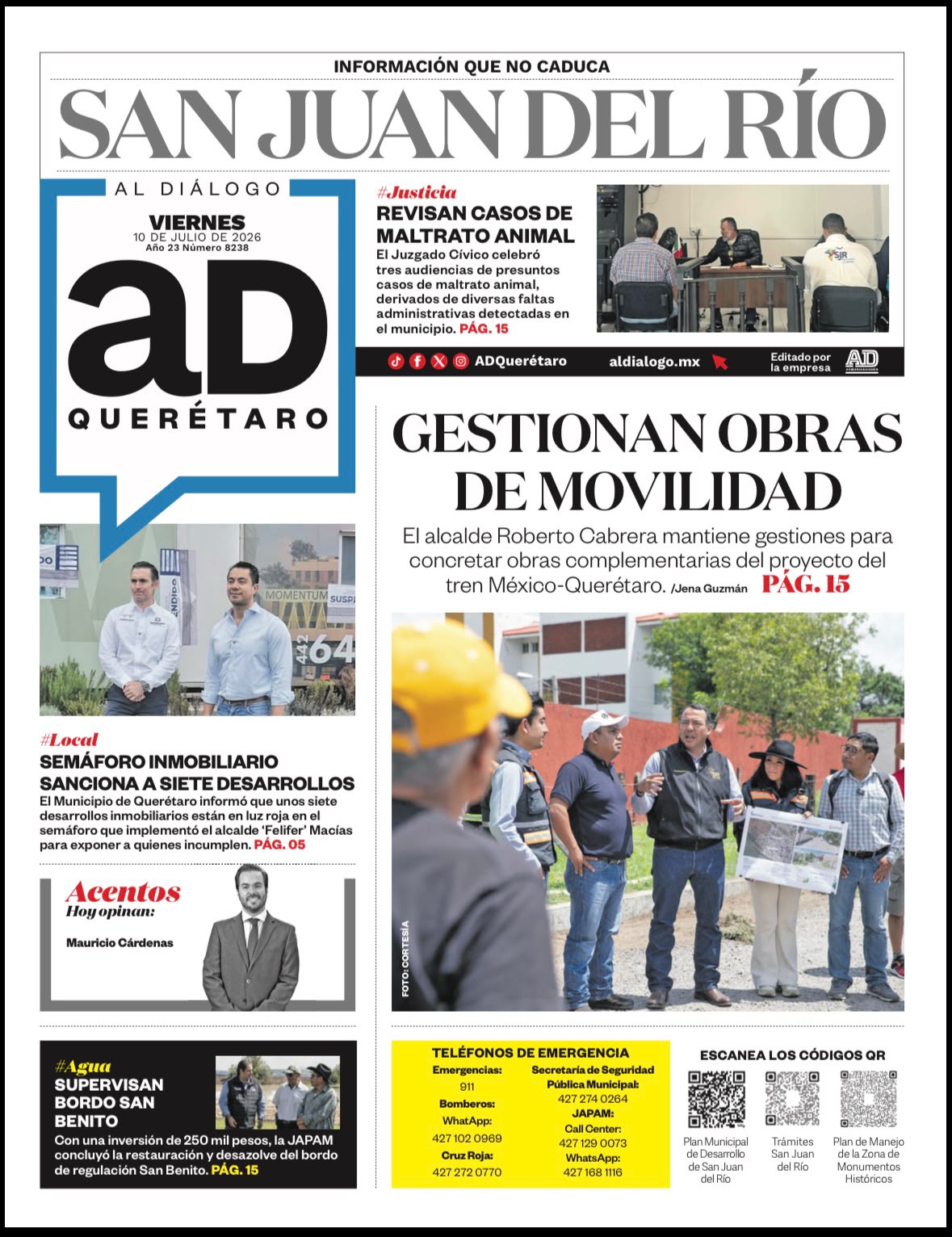 Gestionan obras de movilidad en San Juan del Río